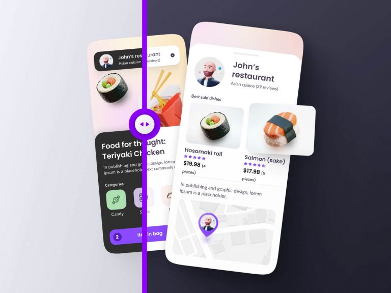 Free Sushi Delivery and Takeout App Concept Figma
