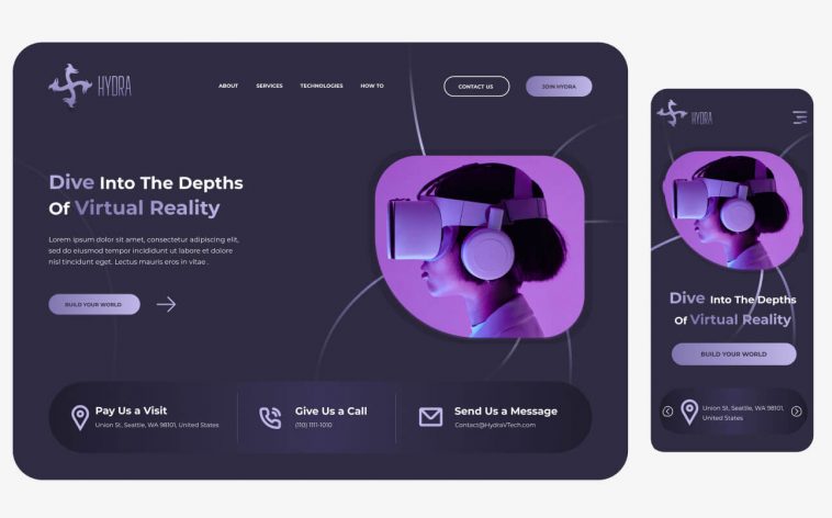 VR landing Page Template for Figma