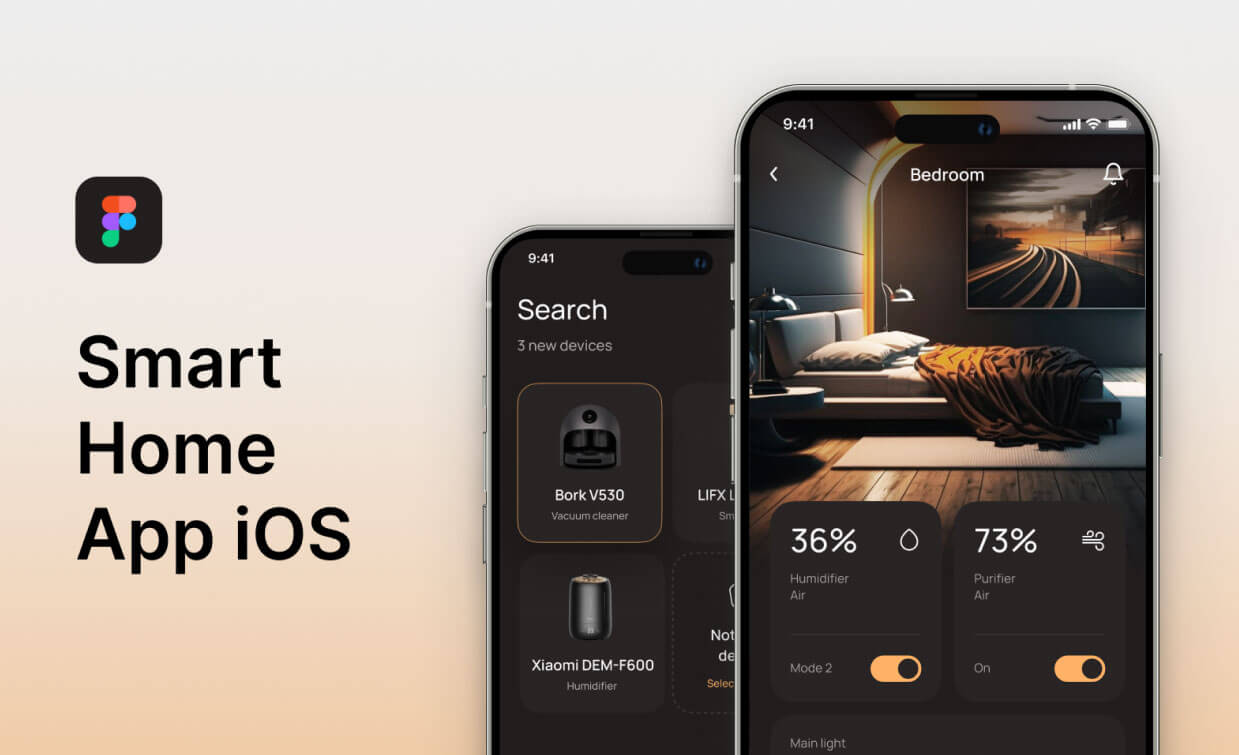 Free Free Figma Smart Home App UI Template - UiKitFree