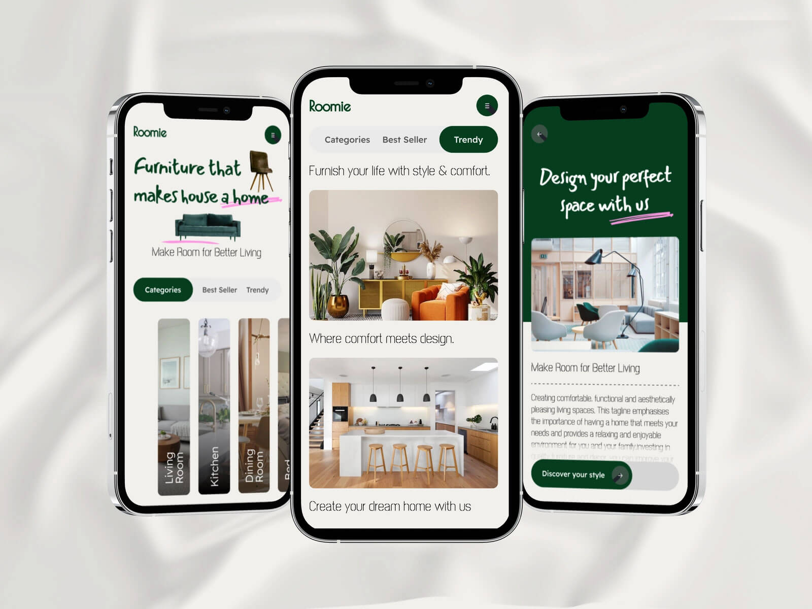 Free Furniture Store App UI (Roomie) Figma Design - Figma Template