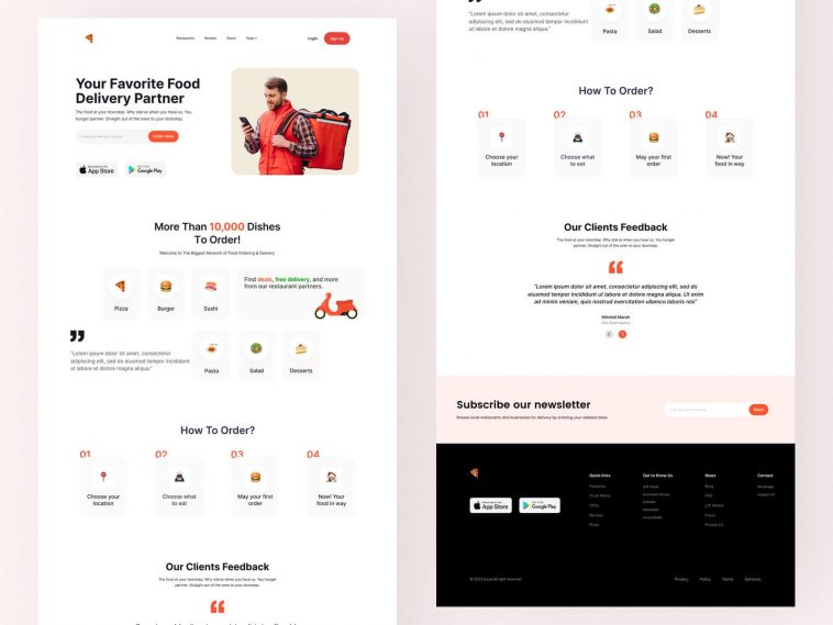 Free Food Delivery Website Template Figma