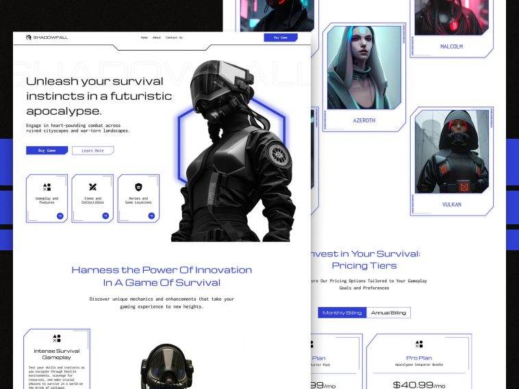 Free Futuristic Game Website Landing Page Figma1