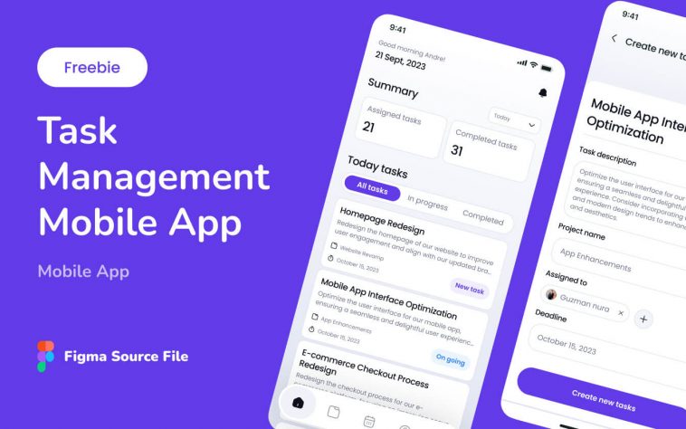 Free Figma Task Management App UI Bertugas