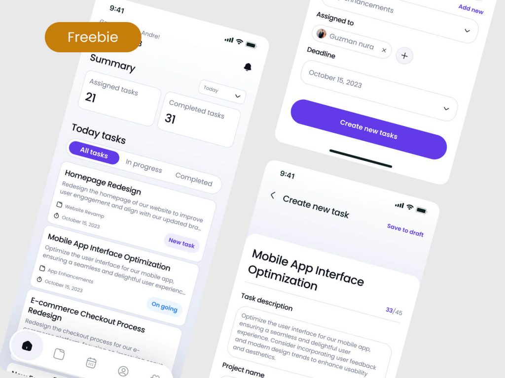 Free Figma Task Management App UI (Bertugas) - Figma Template