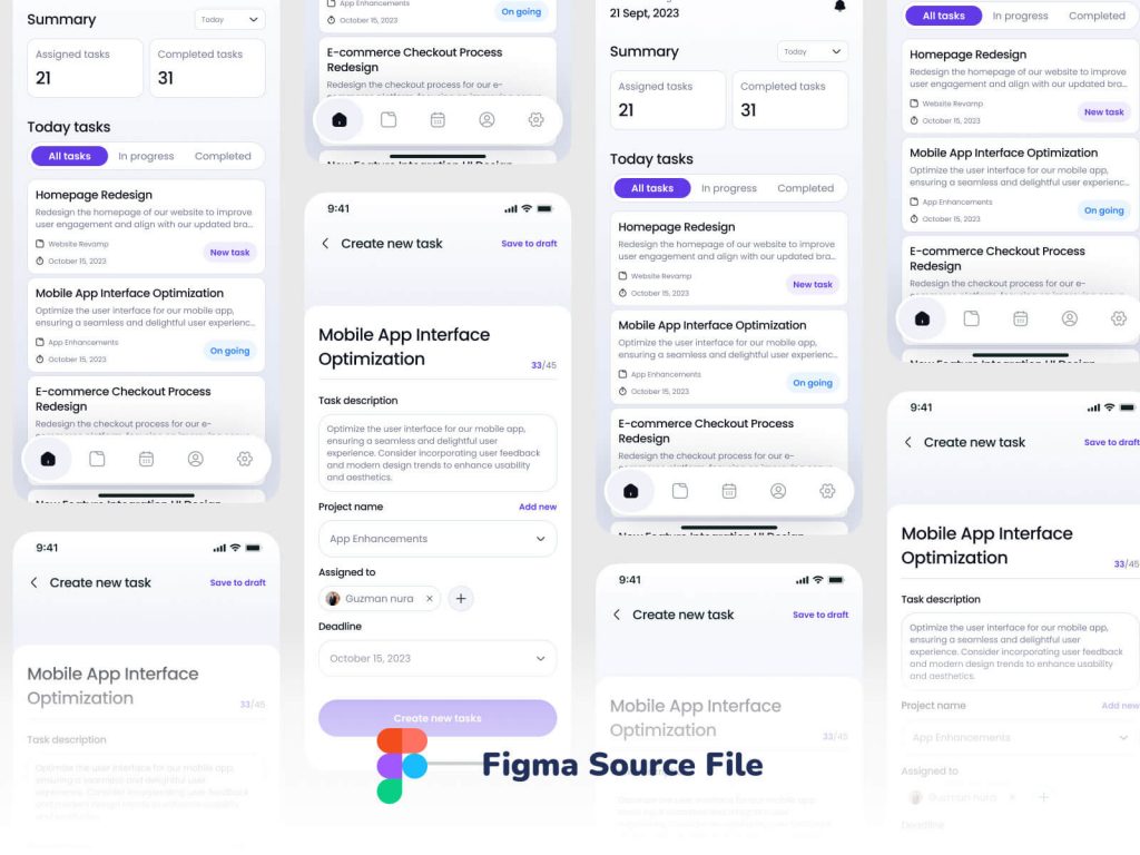 Free Figma Task Management App UI (Bertugas) - Figma Template