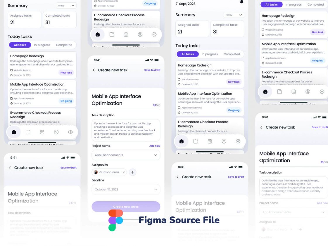 Free Figma Task Management App UI (Bertugas) - Figma Template