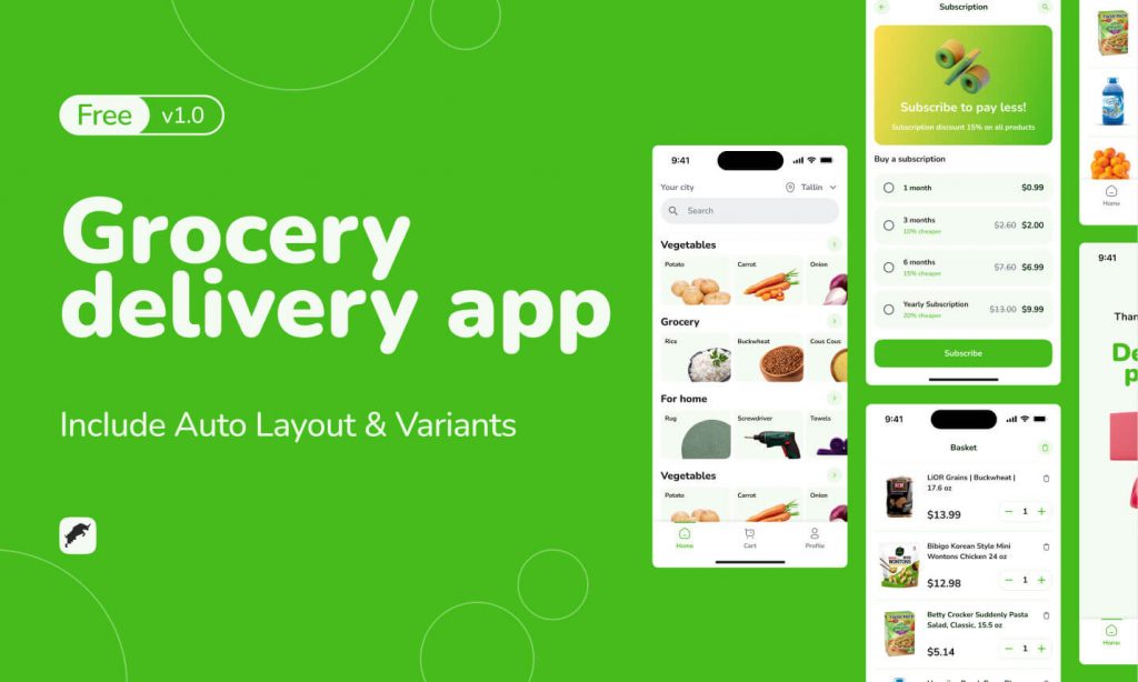 Free Figma Groceries Delivery App UI Kit
