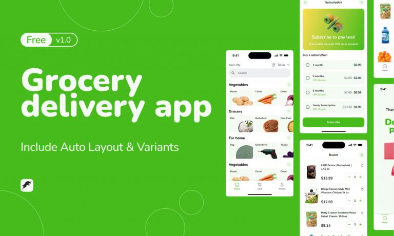 Free Figma Groceries Delivery App UI Kit