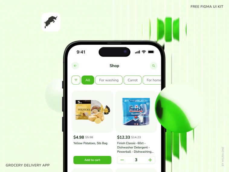 Free Figma Groceries Delivery App UI Kit - Figma Template