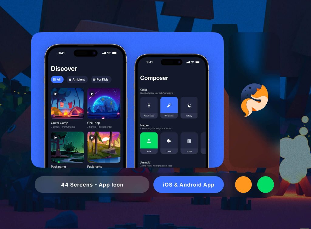 Free Figma Sleep Sounds App UI Design
