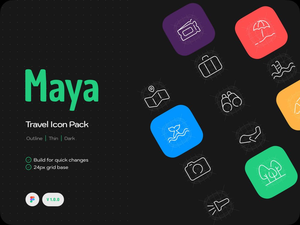 Free Figma Travel Icon Pack (Maya)
