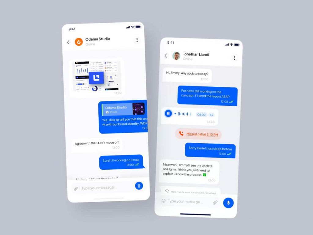 Free Message Chat App UI Kit Figma Design
