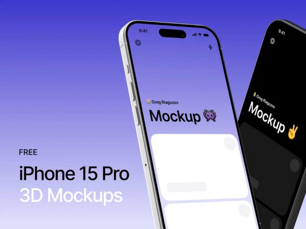 Free iPhone 15 Pro 3D Mockups for Figma - Free Figma Template