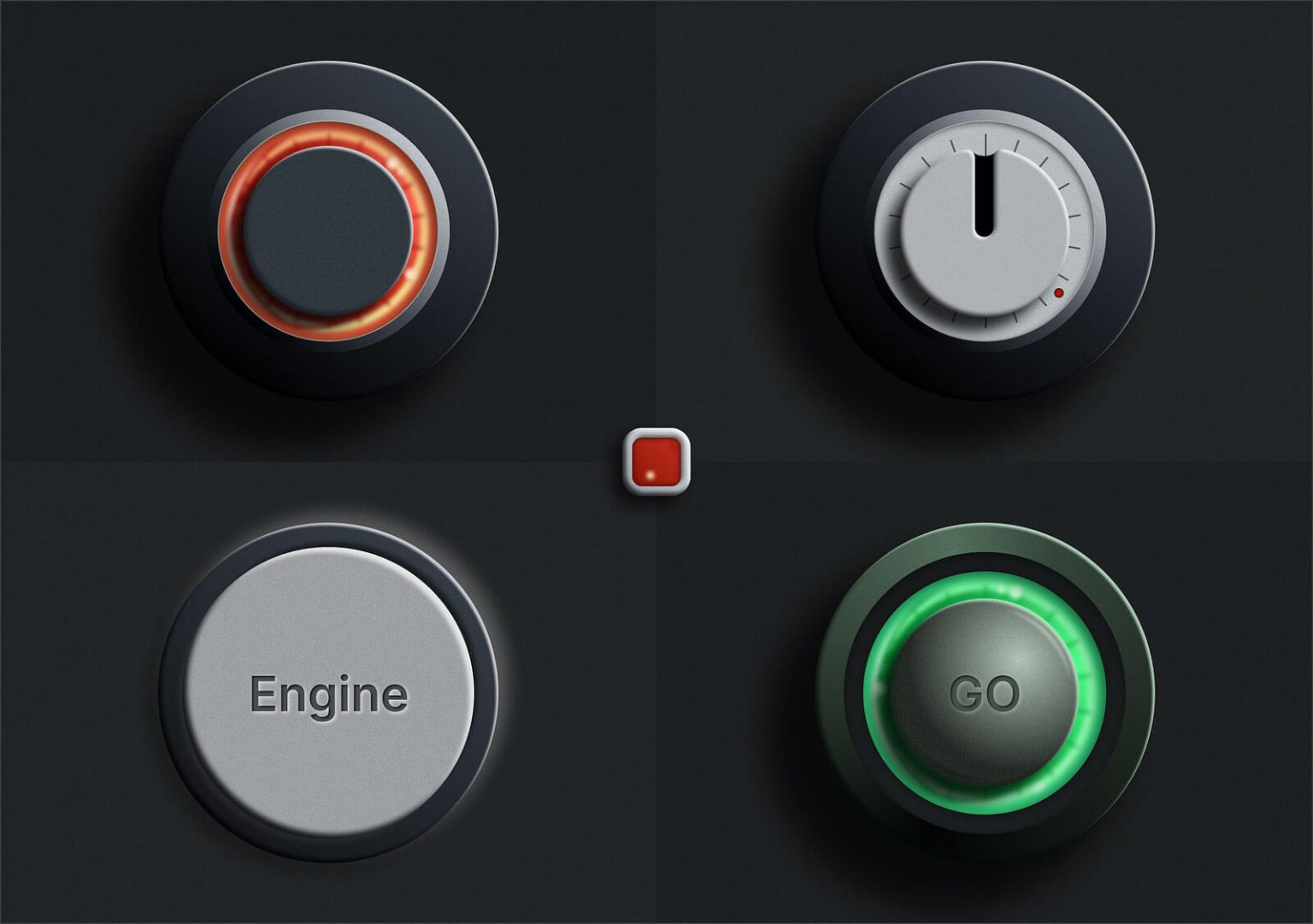 Free Free Mechanical UI Buttons Design Template Figma - Free Figma Template