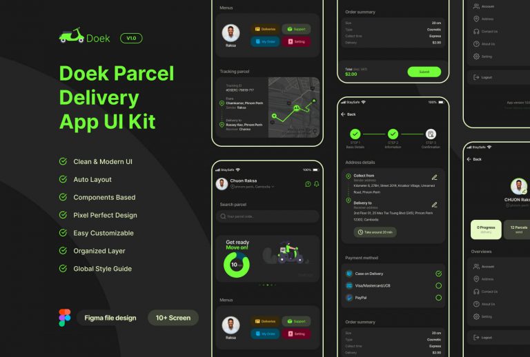 Free Parcel Delivery Mobile App Kit Figma File