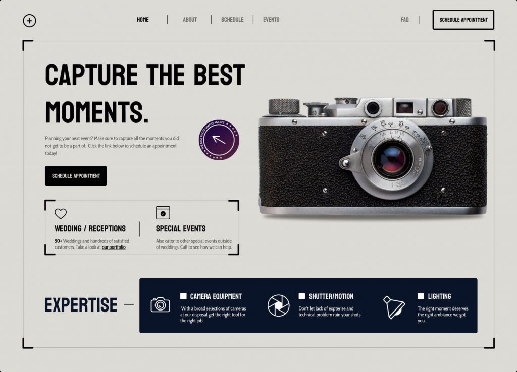 Free Photographer Website Template for Figma