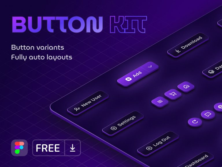Free Buttons UI Kit for Figma - Free Figma Template