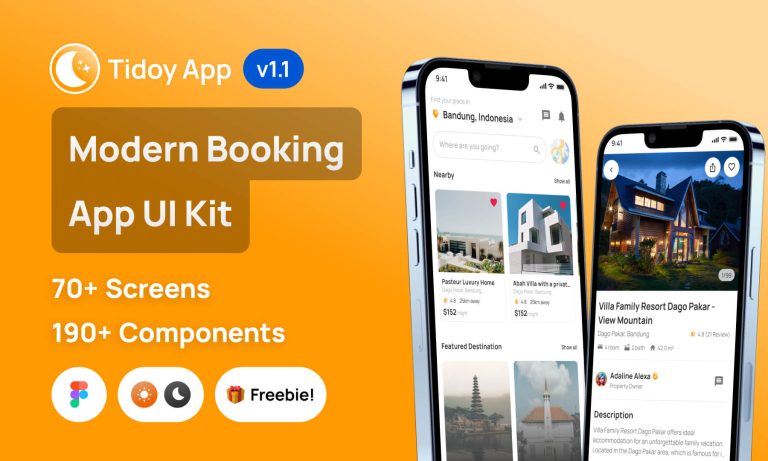 Free Holiday Booking App Template for Figma