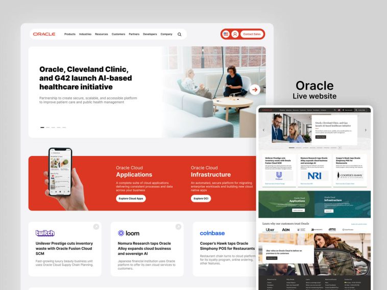 Free Figma Oracle Website Redesign Concept